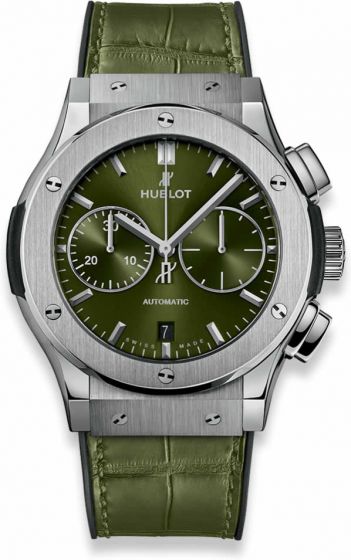 Discount HUBLOT CLASSIC FUSION CHRONOGRAPH TITANIUM GREEN 45MM 521.NX.8970.LR replica watch for sale